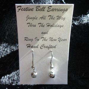FREE with BUNDLE - NEW Hand Crafted Festive Jingle Bell Earrings Tiny Silver
